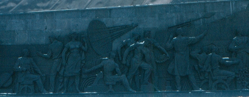 One side of frieze at Moscow Cosmonautics Museum